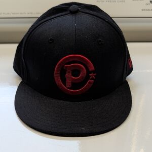 Black and Red Snapback Hat with Embroidered 'P' Logo